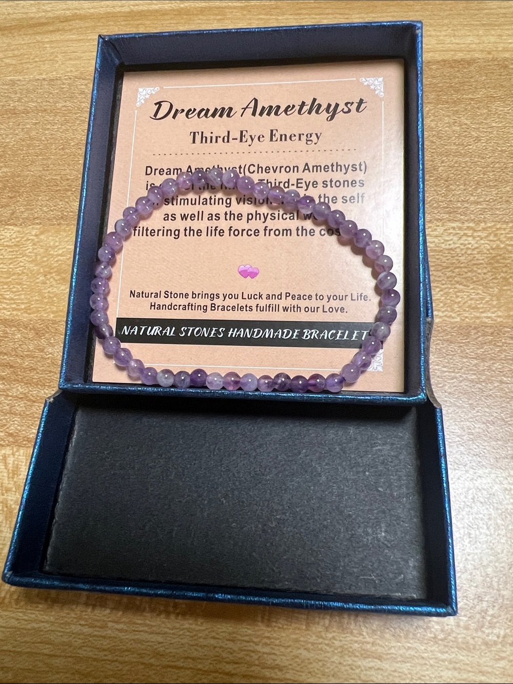 #2590**Amethyst Jeans Natural Stone Beaded Bracelet - Purple